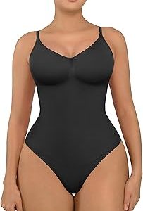 FeelinGirl Bodysuits for Women Tummy Control Seamless Thong Shapewear Sleeveless Adjustable Spaghetti Strap Body Shaper