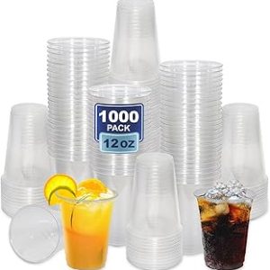 Morning Dew (12 oz, 1000 ct) Clear PET Cup, Plastic Cups 92mm Dia, Disposable Cold Drinking Cups, Perfect for Ice Coffee, Smoothie, Slushies, Juice & Mixed Beverages