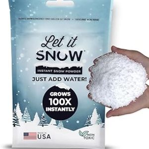 Let It Snow Instant Fake Snow Powder – Made in The USA, Perfect for Kids, Holiday Decorations, Sensory Play, and Slime – 1 Pack, Makes 1 Gallons Snow