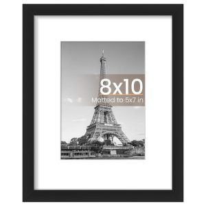 upsimples 8x10 Picture Frame, Display Pictures 5x7 with Mat or 8x10 Without Mat, Wall Hanging Photo Frames, Black