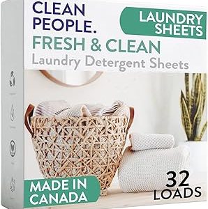 Clean People Laundry Detergent Sheets - Recyclable Packaging, Hypoallergenic, Stain Fighting - Ultra Concentrated, Laundry Soap - Fresh Scent, 32 Pack