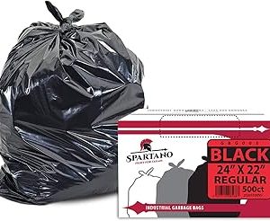 Spartano Black Garbage Bags 24 x 22 Inch (500 Count), Regular Kitchen Garbage Bag for Waste Bin, Multipurpose Trash Bags for Home & Office