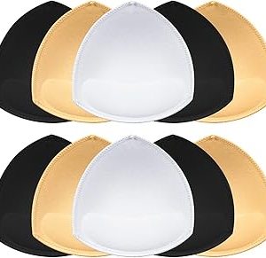 FANMAOUS 5 Pairs Bra Pad Insert,Removable Sport Bra Cups Inserts Triangle Breathable Bra Pads for Yoga Bra Swimsuits Bikini