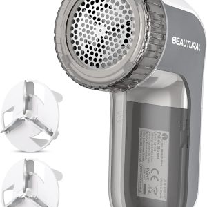 BEAUTURAL Lint Remover Fabric Shaver and Sweater Defuzzer with 2-Speeds, 2 Replaceable Stainless Steel Blades, Battery Operated