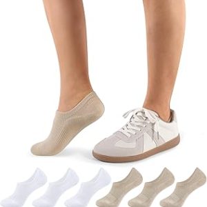 CLOSEMATE No Show Ankle Socks for Women Cushioned Low Cut Non Slip with Silicone Grips for Running 6 Pairs