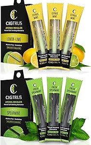 Craving Relief Inhaler (6-Piece) - Natural Quit Smoking Substitute, Nicotine & Tobacco-Free, Cigtrus' Non-Electric Solution (Spearmint & Lemon Lime)