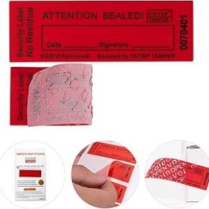 ChtepTamper 100 Pieces No Transfer Tamper-Evident Stickers Security Labels Great for Goods Shipping,Exchange of Agency Files, Privacy Protection or More(Serial Number 0.8 * 2.4inches Red