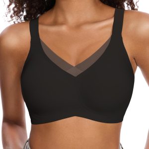 Gailife Womens V Mesh Wireless Bras Comfortable Supportive Bralettes No Underwire Seamless Push Up Brassiere