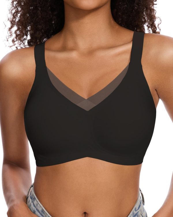 Gailife Womens V Mesh Wireless Bras Comfortable Supportive Bralettes No Underwire Seamless Push Up Brassiere