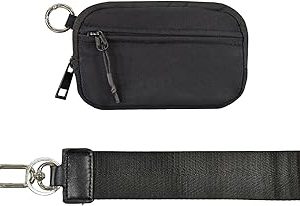 Ikokei The Iris' Wallet 2nd Gen, 6×3.6" The Iris Pouch Wristlet, Zippered Card Case With Id Window/Hand strap, Black