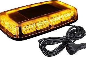 [Upgraded 5] ASPL 48LED Roof Top Strobe Lights, High Visibility Emergency Safety Warning LED Mini Strobe Light bar with Magnetic Base for 12-24V Snow Plow, Trucks, Construction Vehicles (Amber)