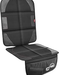 LUILANC Car Seat Protector with Thickest Padding,Waterproof 600D with Storage Pockets,Non-Slip Pets Fabric Child Baby Cover Leather Reinforced Vehicle Seat 1 Pack (Black)