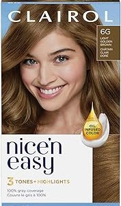 Clairol Nice'n Easy Permanent Hair Dye, 6G Light Golden Brown Hair Color, 1 Count