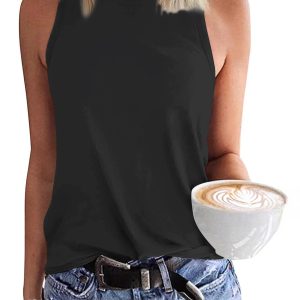 WNEEDU Womens Summer Tank Tops Sleeveless Crewneck Loose Fit Basic Cami 2025 New Casual Shirt