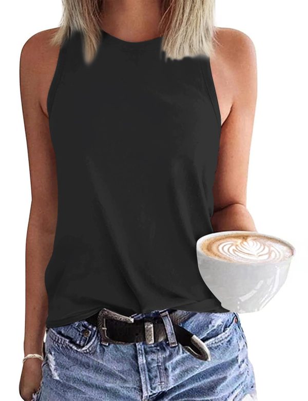 WNEEDU Womens Summer Tank Tops Sleeveless Crewneck Loose Fit Basic Cami 2025 New Casual Shirt