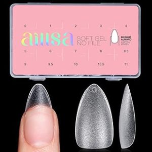 AILLSA Nail Tips Almond Gel Tips 450PCS Pre-shaped Matte Full Cover Press On Nails Almond Fake Nail Tips False Gelly Nails for Soak Off Nail Extensions Portable Box for Nail DIY 15 Sizes
