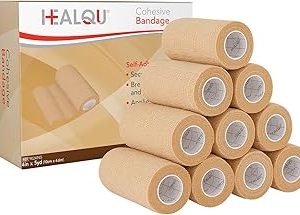 HEALQU Self Adhesive Bandage Wrap – 4" x 5 Yard Box of 12 - Cohesive Tape for Athletic & Sports - Self Adherent Medical Tape, Flexible, Waterproof Elastic Bandages for Wrist & Ankle Vet Wrap for Dogs