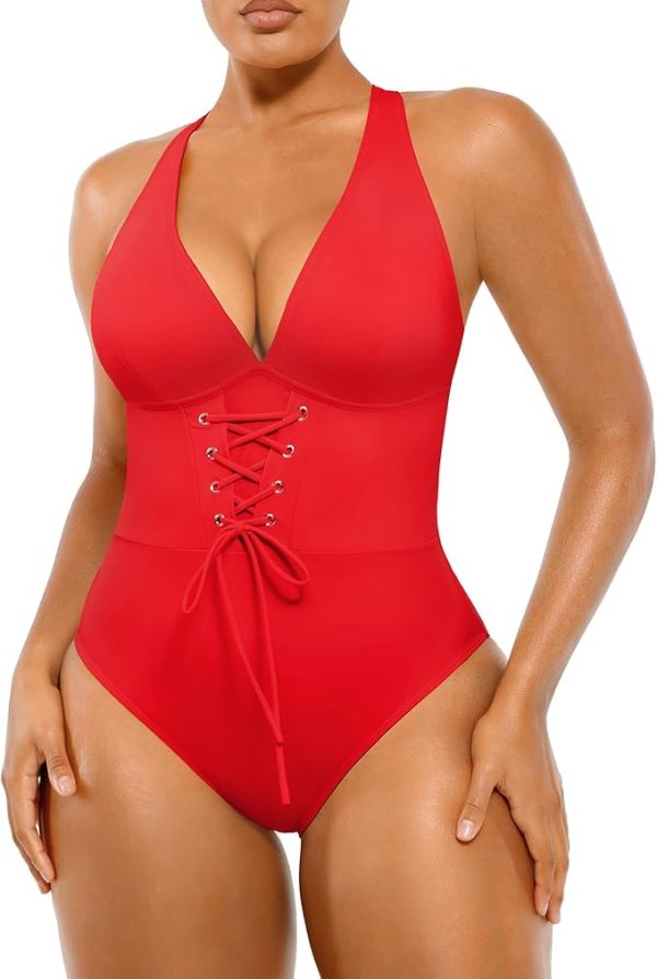 SHAPELLX Women One Piece Swimsuits Tummy Control Bathing Suits