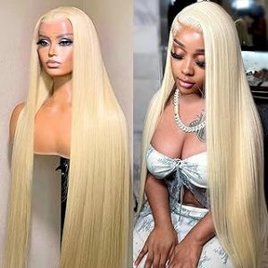 HOTLOVE 30inch 613 Lace Front Wig Human Hair, 13x6 Transparent Lace 613 HD Lace Frontal Wig For Women 200% Straight Blonde Lace Front Wigs Human Hair Pre Plucked With Baby Hair