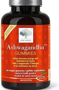 New Nordic Ashwagandha Gummies - Dietary Supplement for Stress Relief & Energy Support - Sugar-Free, Non-GMO, Gluten-Free & Dairy-Free - 60 Vegan Gummies