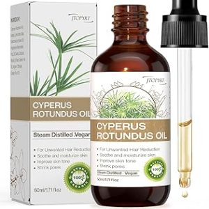 Raw Cyperus Rotundus Oil: 1.71 OZ Hair for Face Body Organic Moisturizer for Men and Women's Smooth Skin Care Suitable for All Skin Types