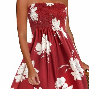 CHICALLURE Summer Dresses for Women Beach Casual Sundress Strapless Off Shoulder Cover Ups
