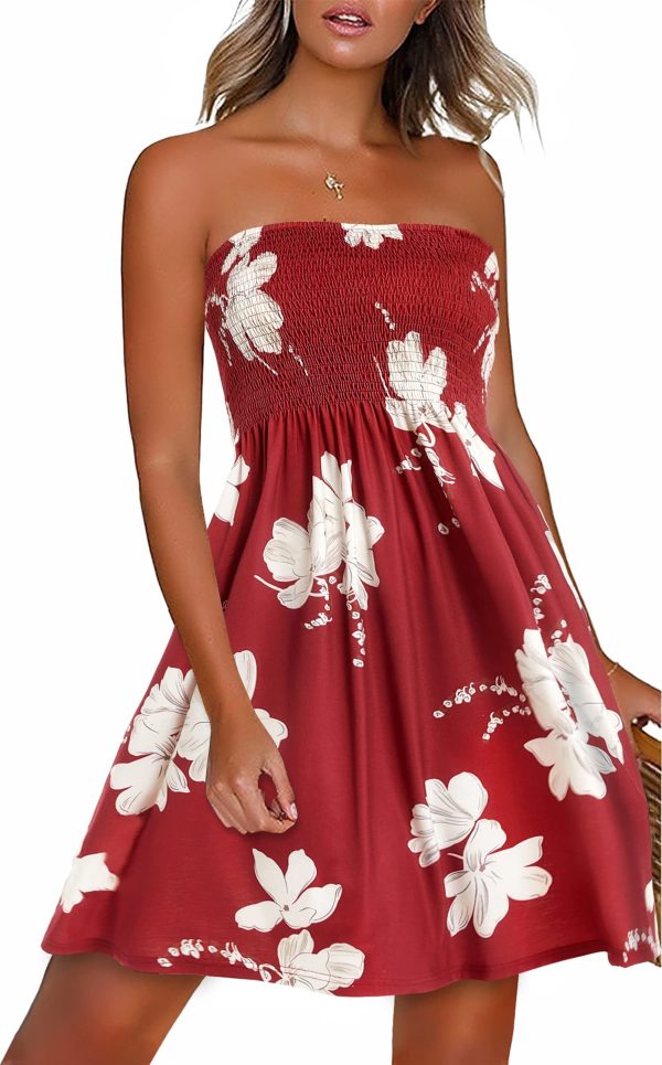 CHICALLURE Summer Dresses for Women Beach Casual Sundress Strapless Off Shoulder Cover Ups