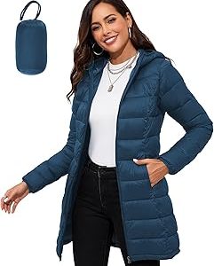 ANOTHER CHOICE Women Puffer Jacket Hooded Warm Lightweight Packable Winter Puffer Coat Outwear