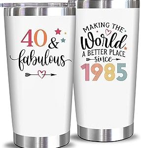 NewEleven 1985 40th Birthday Gifts for Women - 40 Year Old Birthday Gifts Idea for Women, Her, Mom, Wife - Turning 40 Gift for Woman - 20 Oz Tumbler