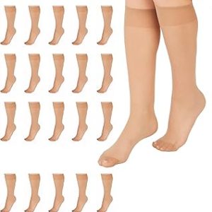 L'eggs Everyday Knee High Stockings, Reinforced Toe, 100% Nylon, Nude, One Size
