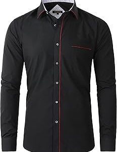 Beninos Men's Casual Long Sleeve Stretch Dress Shirt Wrinkle-Free Slim Fit Button Down Shirts