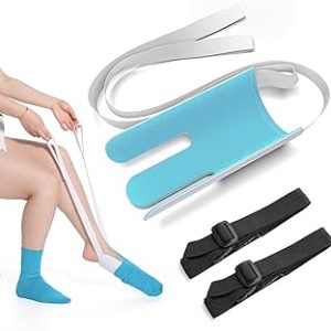 Fanwer Sock aid device for seniors,sock helper easy on easy off with Pants Assist straps,sock assist device for seniors, Disabled,Pregnant, Diabetics -Sock put on helper（Blue）