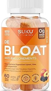 SUKU Vitamins Debloat Digestive Gummies for Gut Health, Gas Relief, Infused with Ginger, Chamomile and Sweet Fennel, Gluten-Free and Keto Gummy Vitamins, 60 Counts
