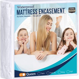 Utopia Bedding Zippered Mattress Encasement Queen - 100% Waterproof and Bed Bug Proof Mattress Protector - Absorbent, Six-Sided Mattress Cover