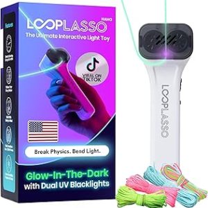 Loop Lasso NANO Glow-in-the-Dark String Shooter Toy with Built-in UV Blacklight, Interactive STEM Toy for Kids and Adults, Viral Rave Accessory and Light Show Gadget