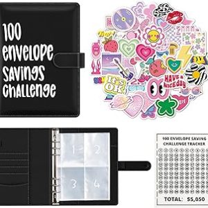 100 Envelope Challenge Binder, Easy and Fun Way to Save $5,050, Budget Binder Planner Book for Budgeting Planner & Saving Money (Black)