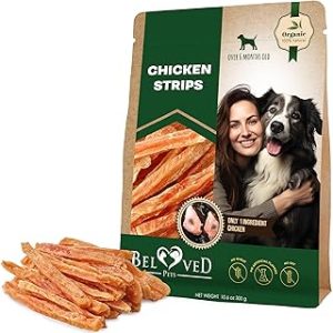 Dog Treats Chicken Jerky Strips 300g - Human Grade Meat Sticks - Natural Pet Dried Snacks Rawhide - Free - Long Lasting Chews for Large & Small Dogs