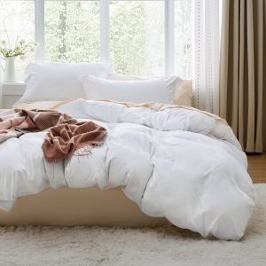 Bedsure White Duvet Cover Queen Size - 3 Piece Prewashed Extra Soft Bedding Set, Includes 1 Duvet Cover 90x90 Inches with Zipper Closure & 2 Pillow Shams, Comforter Not Included