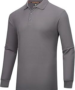 Mr.Color Mr. Color Men's Long Sleeve Golf Shirt - Slim fit Collar Button Polo T-Shirt, Classic Soft and Comfortable