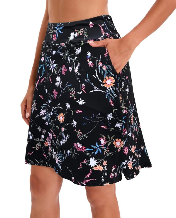 Jhsnjnr Women's Tennis Skirts with Pockets Shorts High Waisted Knee Length Skirt Athletic Golf Skorts