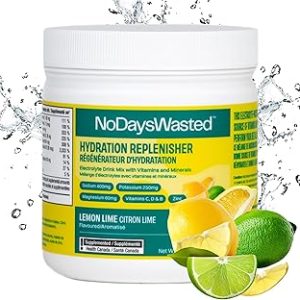 Hydration Replenisher Replacement 30 Serving Jars | Essential Rapid Hydration & More | Made in Canada | Lemon Lime