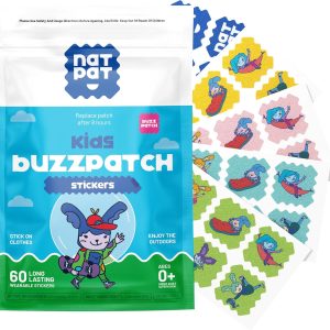 NATPAT Buzz Patch Stickers for Kids (60 Pack) - Mosquito Repellent Stickers