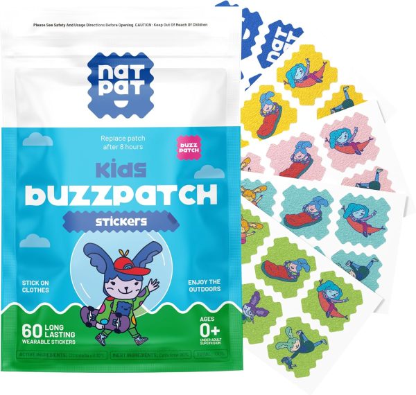 NATPAT Buzz Patch Stickers for Kids (60 Pack) - Mosquito Repellent Stickers