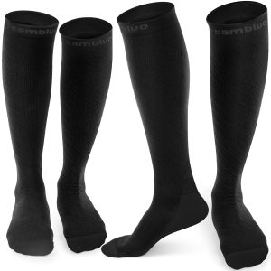 CAMBIVO 2 Pairs Compression Socks for Men and Women(20-30 mmHg), Compression Stocking for Flight, Long Shifts, Running