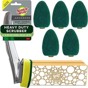 Scotch-Brite Heavy Duty Advanced Soap Control Dishwand Kit, Includes 1 Wand & 5 Refill Pads, Control Soap With A Button, Keep Your Hands Out Of Dirty Water