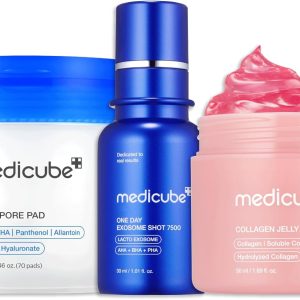 Medicube Affordable Trio for Pore & Texture Care: Zero Pore Pads 2.0 and Zero Exosome Shot 7,500 PPM Spicule Facial Serum and Collagen Jelly Cream-50ml