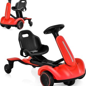 Costzon Ride on Drift Car, 6V Electric Go Kart with 2-Position Adjustable Seat, 360-Degree Spin